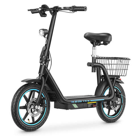 Trotinete Elétrica Honey Whale M5Elite - Potência 500W Bateria 48V13AH Autonomia 45KM Freio de Disco - Preto