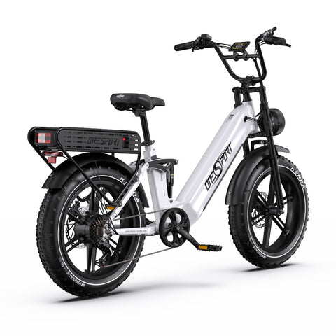 Bicicleta Elétrica ONESPORT OT08 PRO - Motor 500W Bateria 48V18AH*2 Pneus De 20 Polegadas Travões Disco - Branco