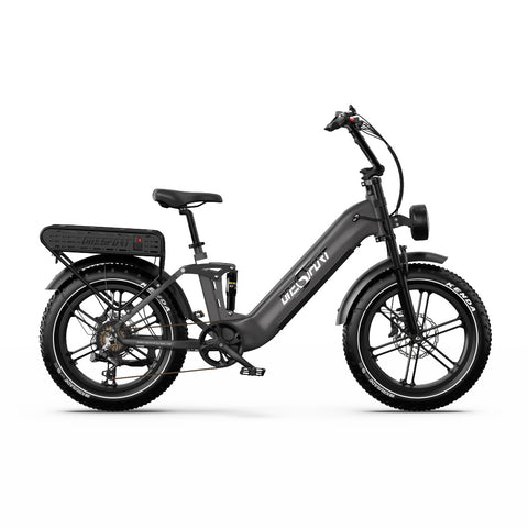 Bicicleta Elétrica ONESPORT OT08 PRO - Motor 500W Bateria 48V18AH*2 Pneus De 20 Polegadas Travões Disco - Cinza