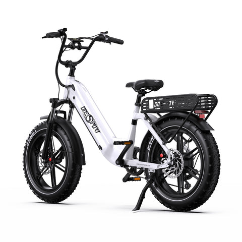 Bicicleta Elétrica ONESPORT OT08 - Motor 500W Bateria 48V18AH Pneus De 20 Polegadas Travões Disco - Branco