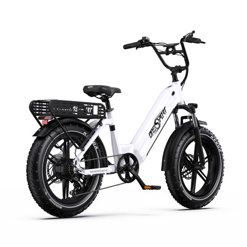 Bicicleta Elétrica ONESPORT OT08 - Motor 500W Bateria 48V18AH Pneus De 20 Polegadas Travões Disco - Branco