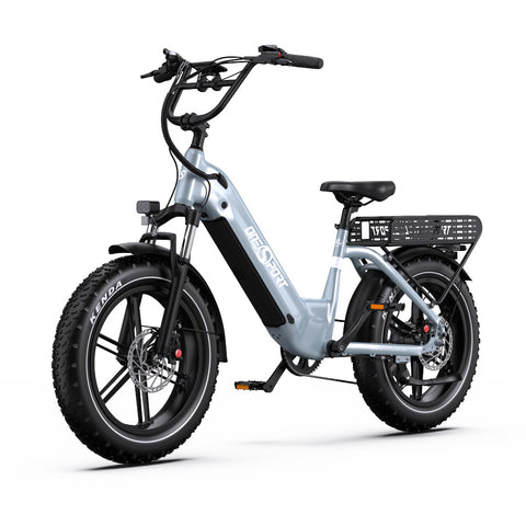 Bicicleta Elétrica ONESPORT OT08 - Motor 500W Bateria 48V18AH Pneus De 20 Polegadas Travões Disco - Cinza