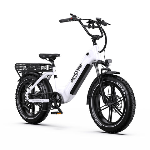 Bicicleta Elétrica ONESPORT OT08 - Motor 500W Bateria 48V18AH Pneus De 20 Polegadas Travões Disco - Branco