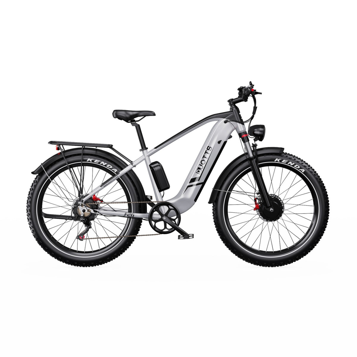 Duotts F26 Bicicleta Elétrica - 1500W Bateria 48V 20Ah Três Modos Não dobrável - Prata e branco