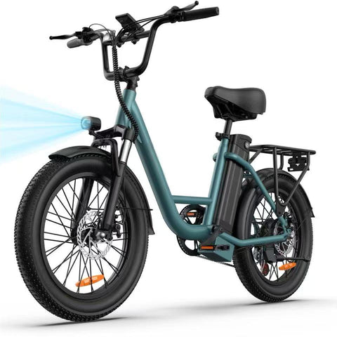 E-bike URLIFE E20 - Motor 250W Bateria 48V 13Ah Pneus de 20 Polegadas Freio a Disco - Verde