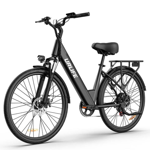 Bicicleta Elétrica URLIFE E26 - Motor 250W Bateria 48V10.4Ah Pneus 26 polegadasTravões de disco - Preta