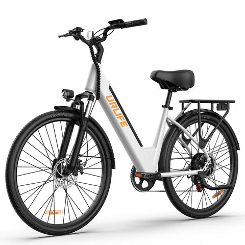 E-bike URLIFE E26 - Motor 250W Bateria 36V 13Ah Pneus de 26 Polegadas Freio a Disco - Branco