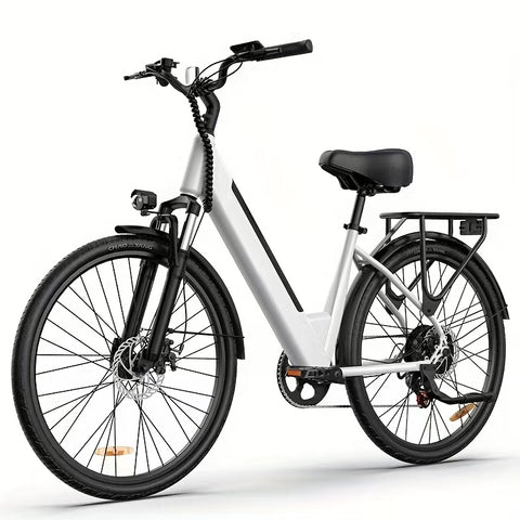 E-bike URLIFE E26 - Motor 250W Bateria 36V 13Ah Pneus de 26 Polegadas Freio a Disco - Branco