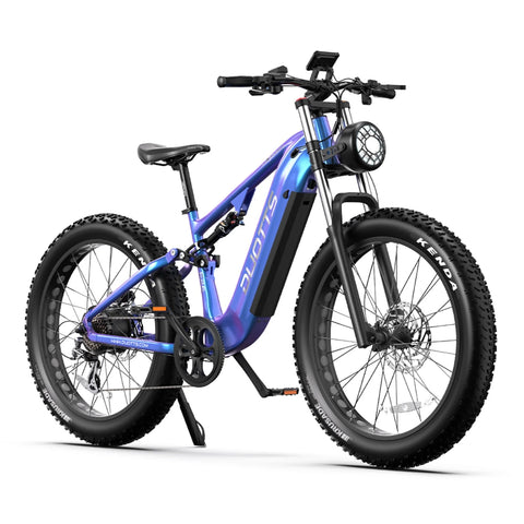 Duotts E26 Bicicleta Elétrica - Motor750W Bateria 48V20AH 26*4.0 Polegadas Pneus Travões Hidráulicos Dianteiros e Traseiros - Azul Roxo