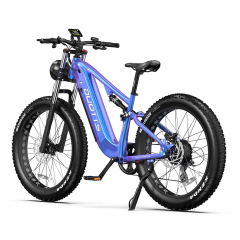 Duotts E26 Bicicleta Elétrica - Motor750W Bateria 48V20AH 26*4.0 Polegadas Pneus Travões Hidráulicos Dianteiros e Traseiros - Azul Roxo