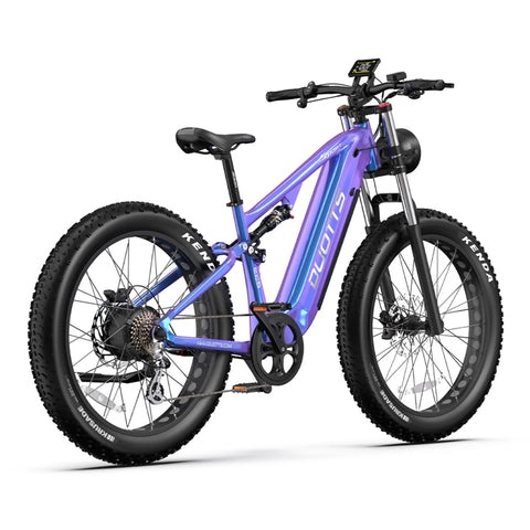Duotts E26 Bicicleta Elétrica - Motor750W Bateria 48V20AH 26*4.0 Polegadas Pneus Travões Hidráulicos Dianteiros e Traseiros - Azul Roxo