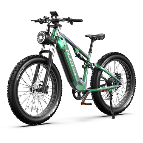 Duotts E26 Bicicleta Elétrica - Motor750W Bateria 48V20AH 26*4.0 Polegadas Pneus Travões Hidráulicos Dianteiros e Traseiros - Verde Roxo