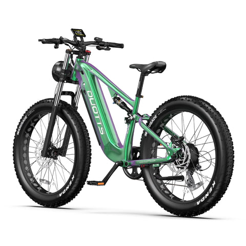 Duotts E26 Bicicleta Elétrica - Motor750W Bateria 48V20AH 26*4.0 Polegadas Pneus Travões Hidráulicos Dianteiros e Traseiros - Verde Roxo