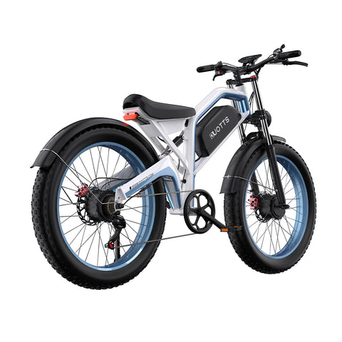 Duotts N26 Bicicleta Elétrica - Motor 750W*2 Bateria 48V20AH 26*4.0 Polegadas Pneus Travões Hidráulicos - Azul Branco