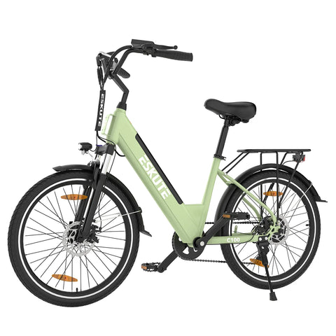 ESKUTE C100 Bicicleta Elétrica - Motor 250W Bateria 36V10.4Ah Rodas 26x1.75 Freios Mecânicos - Verde