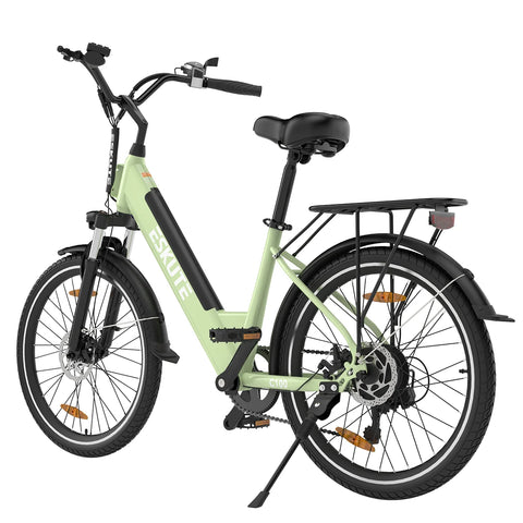 ESKUTE C100 Bicicleta Elétrica - Motor 250W Bateria 36V10.4Ah Rodas 26x1.75 Freios Mecânicos - Verde