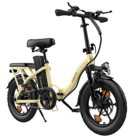 ESKUTE D100 Bicicleta Elétrica - Motor 250W Bateria 36V 13Ah  rodas 16" Freio a Disco Mecânico - Off white