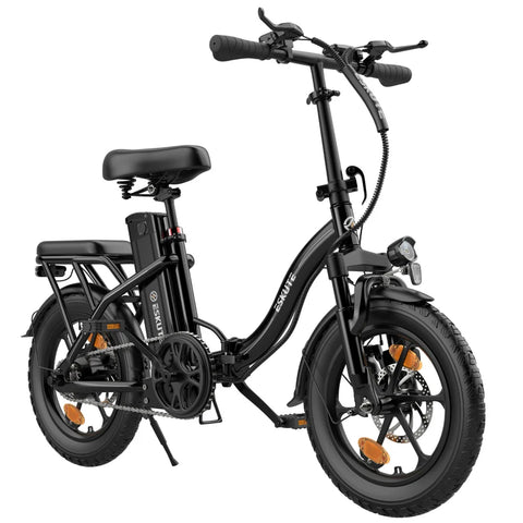 ESKUTE D100 Bicicleta Elétrica - Motor 250W Bateria 36V 13Ah  Rodas 16" Freio a Disco Mecânico - Preta
