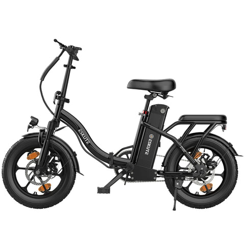 ESKUTE D100 Bicicleta Elétrica - Motor 250W Bateria 36V 13Ah  Rodas 16" Freio a Disco Mecânico - Preta