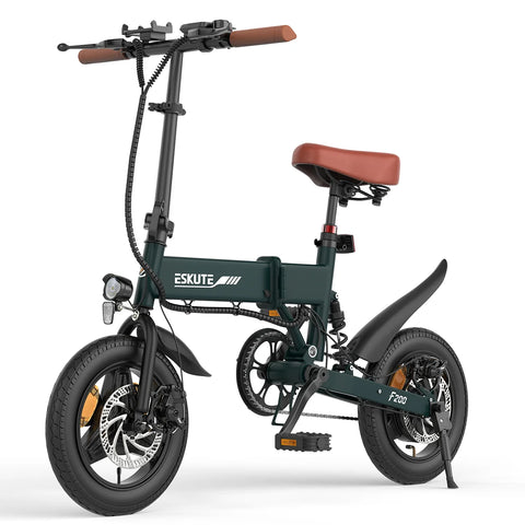 E-bike ESKUTE F200 - Motor 250W Bateria 36V7.8Ah Pneus de 14"  com Freios a Disco Mecânicos - Verde