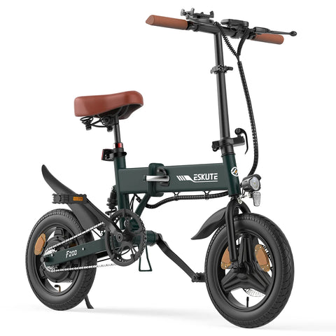 E-bike ESKUTE F200 - Motor 250W Bateria 36V7.8Ah Pneus de 14"  com Freios a Disco Mecânicos - Verde