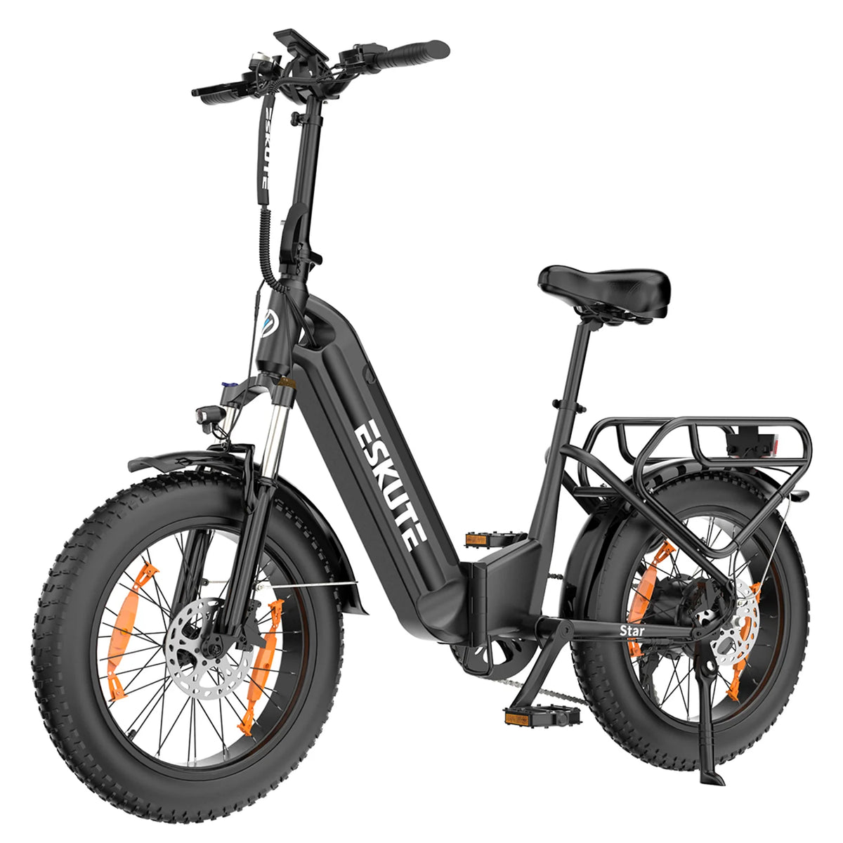 Bicicleta elétrica ESKUTE Star - Motor 250W Bateria 36V25AH Pneus de 20 Polegadas Com Travão Hidráulico - Preto