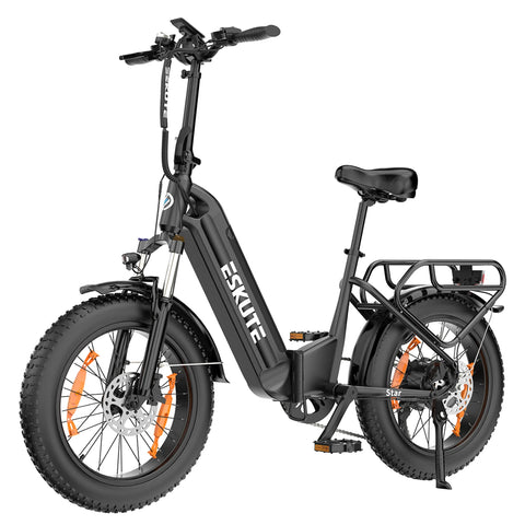 Bicicleta elétrica ESKUTE Star - Motor 250W Bateria 36V25AH Pneus de 20 Polegadas Com Travão Hidráulico - Preto