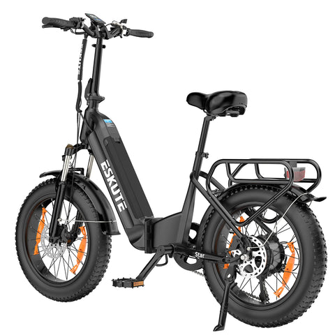 Bicicleta elétrica ESKUTE Star - Motor 250W Bateria 36V25AH Pneus de 20 Polegadas Com Travão Hidráulico - Preto