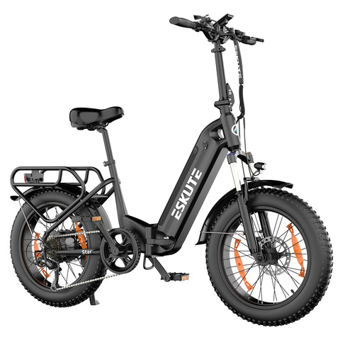 Bicicleta elétrica ESKUTE Star - Motor 250W Bateria 36V25AH Pneus de 20 Polegadas Com Travão Hidráulico - Preto