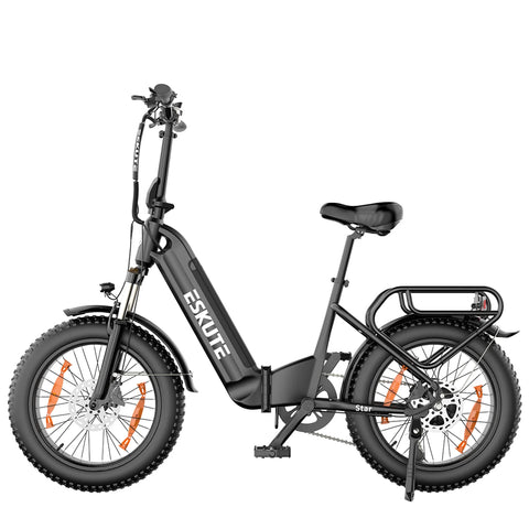Bicicleta elétrica ESKUTE Star - Motor 250W Bateria 36V25AH Pneus de 20 Polegadas Com Travão Hidráulico - Preto