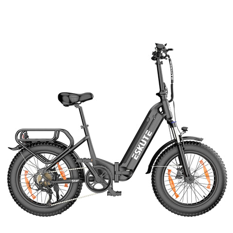 Bicicleta elétrica ESKUTE Star - Motor 250W Bateria 36V25AH Pneus de 20 Polegadas Com Travão Hidráulico - Preto