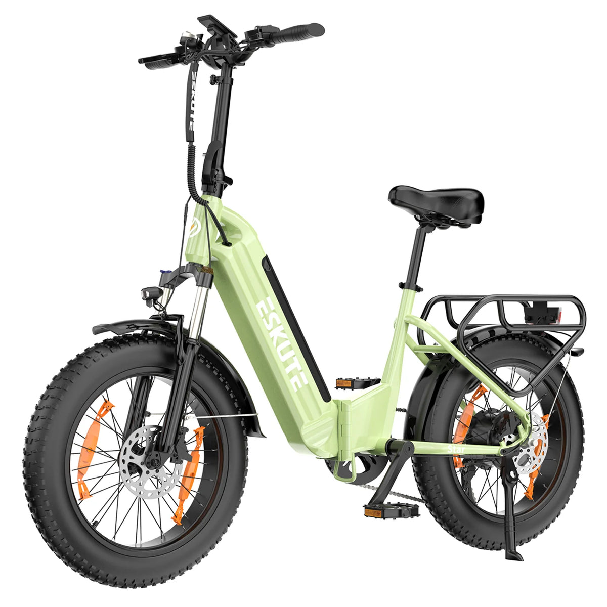 Bicicleta elétrica ESKUTE Star - Motor 250W Bateria 36V25AH Pneus de 20 Polegadas Com Travão Hidráulico - Verde