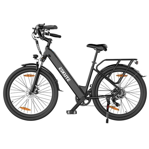 Bicicleta elétrica ESKUTE Polluno Plus 28INCH -  Motor 250W Bateria 36V20AH Pneus de 28 Com Travões Disco - Preto