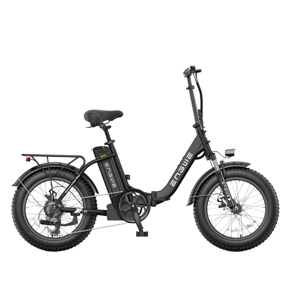Bicicleta Elétrica ENGWE L20 2.0 - Motor 750W Bateria 52V13AH Pneus De 20 Polegadas Travões De Disco Mecânicos - Preto