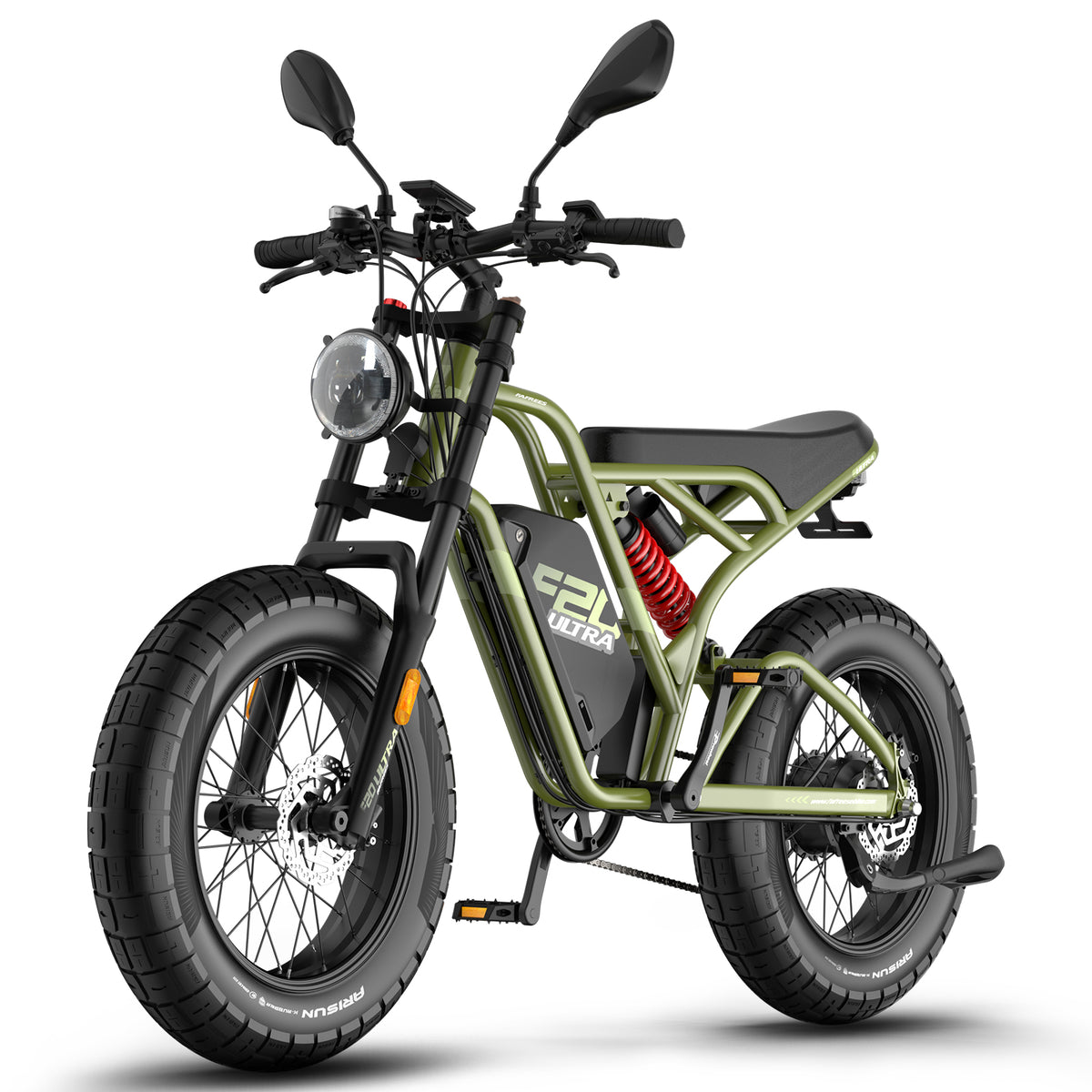 E-bike FAFREES F20 Ultra - Motor 750W Bateria 48V25AH Freio Hidráulico Pneus De 20 Polegadas - Verde militar