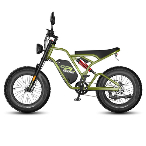 E-bike FAFREES F20 Ultra - Motor 750W Bateria 48V25AH Freio Hidráulico Pneus De 20 Polegadas - Verde militar