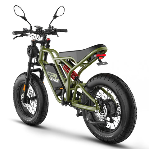 E-bike FAFREES F20 Ultra - Motor 750W Bateria 48V25AH Freio Hidráulico Pneus De 20 Polegadas - Verde militar