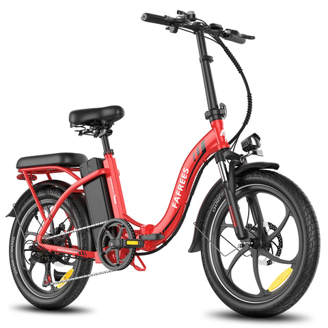 Bicicleta Elétrica FAFREES F20+ - Motor 250W Bateria 36V20Ah Pneus De 20 Polegadas Travões De Disco Mecânicos - Vermelho
