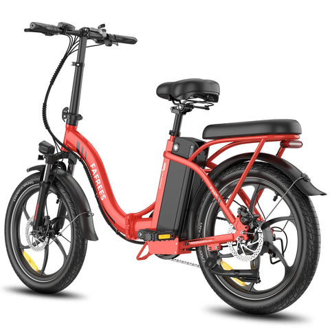 Bicicleta Elétrica FAFREES F20+ - Motor 250W Bateria 36V20Ah Pneus De 20 Polegadas Travões De Disco Mecânicos - Vermelho