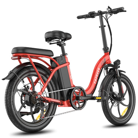 Bicicleta Elétrica FAFREES F20+ - Motor 250W Bateria 36V20Ah Pneus De 20 Polegadas Travões De Disco Mecânicos - Vermelho