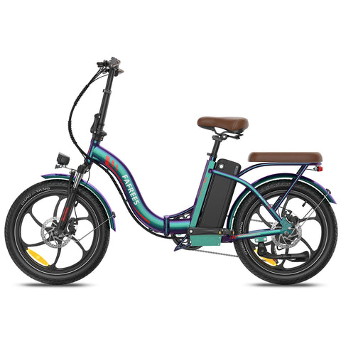 Bicicleta Elétrica FAFREES F20+ Pro - Motor 250W Bateria 36V22.5Ah Pneus De 20 Polegadas Travões De Disco Mecânicos - Azul Esverdeado