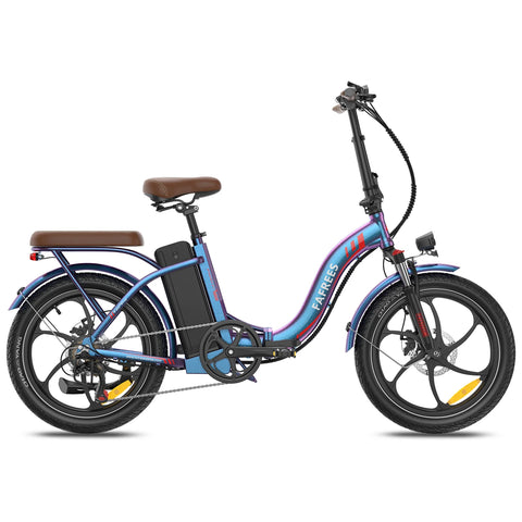 Bicicleta Elétrica FAFREES F20+ Pro - Motor 250W Bateria 36V22.5Ah Pneus De 20 Polegadas Travões De Disco Mecânicos - Aurora Azul