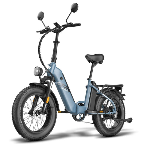 E-bike FAFREES FF20 Polar - Motor 500W Bateria 48V 13.4AH*2 Pneus De 20 Polegadas Freios a Disco Mecânicos - Azul-acinzentado