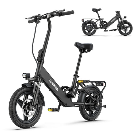 Bicicleta Elétrica HillMiles Mile 1 - Motor 250W Bateria 36V10.4AH Pneus De 14 Polegadas Travões De Disco Mecânicos - Preto