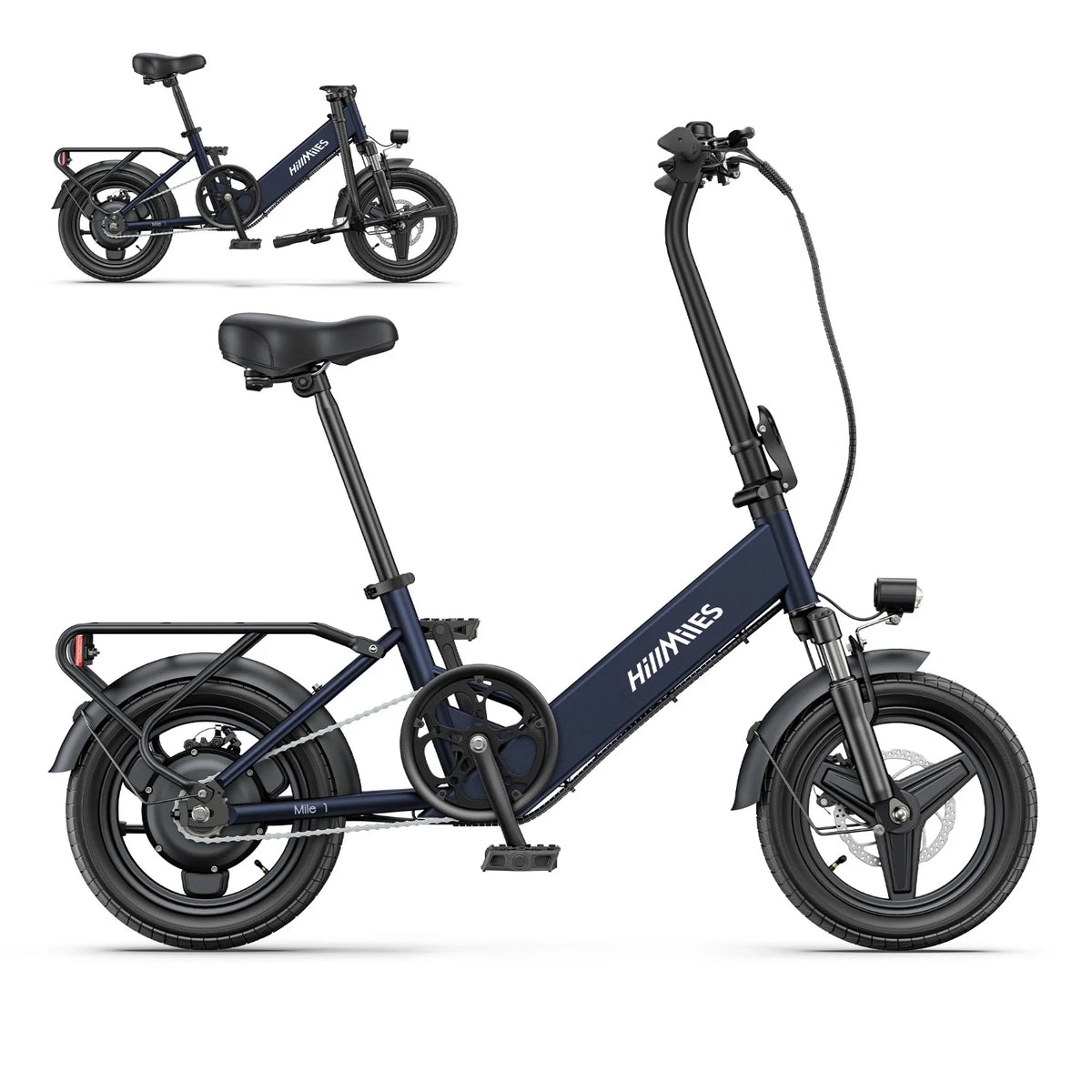 Bicicleta Elétrica HillMiles Mile 1 - Motor 250W Bateria 36V10.4AH Pneus De 14 Polegadas Travões De Disco Mecânicos - Azul