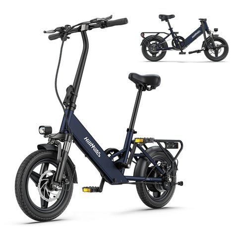 Bicicleta Elétrica HillMiles Mile 1 - Motor 250W Bateria 36V10.4AH Pneus De 14 Polegadas Travões De Disco Mecânicos - Azul