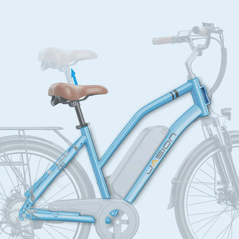 Bicicleta Elétrica JASION CB1 - Motor 500W 36V12.5AH Pneus De 27.5 Polegadas Travões Mecânicos - Azul