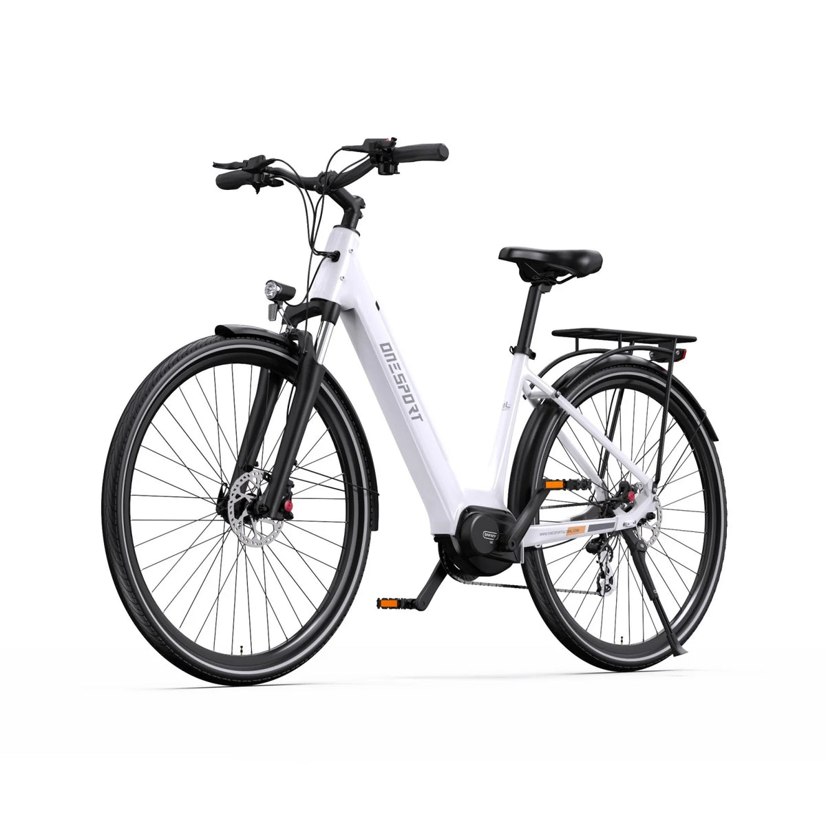 ONESPORT OT07 Bicicleta Elétrica – Motor 250W Bateria 36V14AH Pneus 27.5 Polegadas Freios a Disco Hidráulicos – Branca