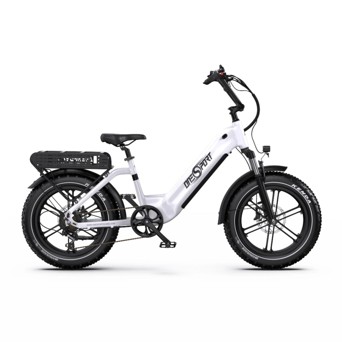 Bicicleta Elétrica ONESPORT OT08 - Motor 500W Bateria 48V18AH Pneus De 20 Polegadas Travões Disco - Branco