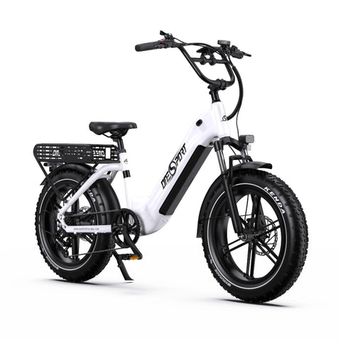Bicicleta Elétrica ONESPORT OT08 - Motor 500W Bateria 48V18AH Pneus De 20 Polegadas Travões Disco - Branco